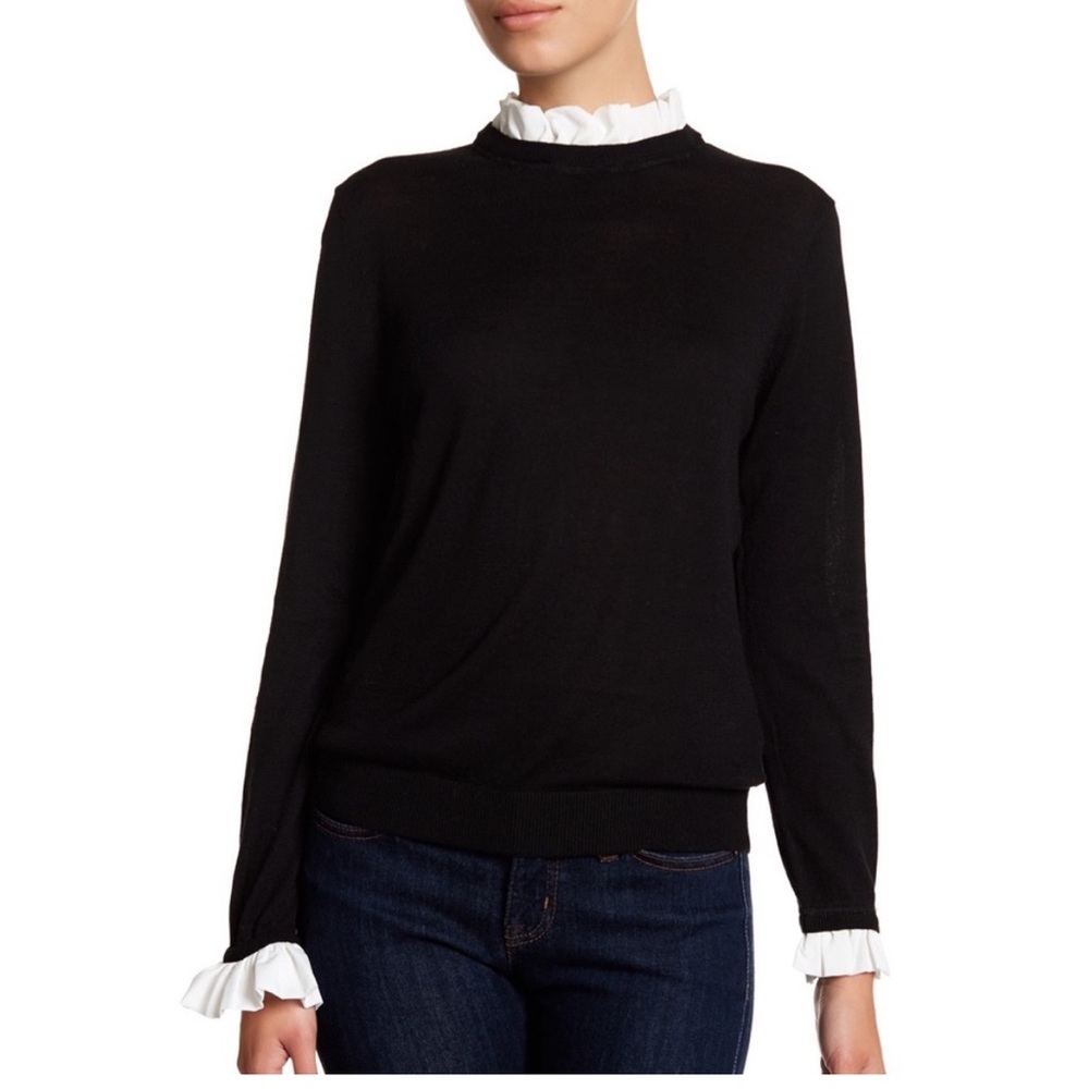 14th & Union black top with white ruffle accents